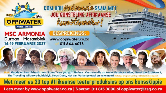 Oppiwater Kunstefees 2027 op die MSC Armonia